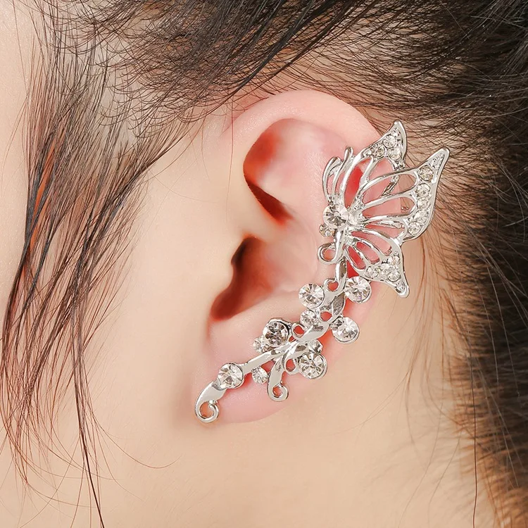 Exquisite Zircon Earrings Female Single Clip Earrings Fashion Rhinestone Butterfly Ear Clip Ear Hook Big Earrings New 2019
Exquisite Zircon Earrings Female Single Clip Earrings Fashion Rhinestone Butterfly Ear Clip Ear Hook Big Earrings New 2019