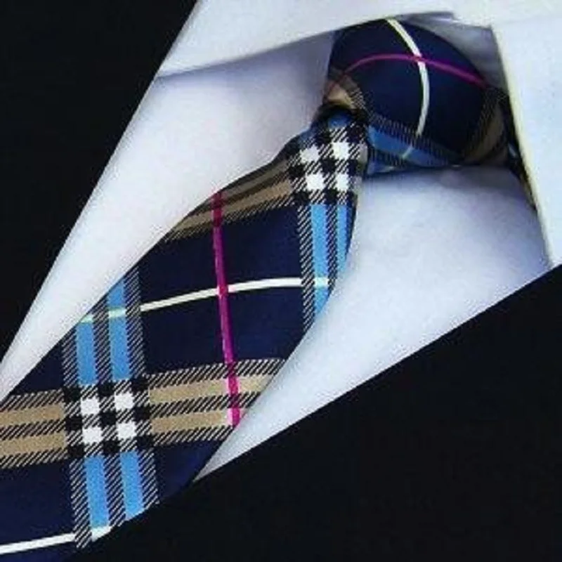 Image fashion Slim Ties Skinny Tie check Men s necktie narrow Polyester plaid neckties