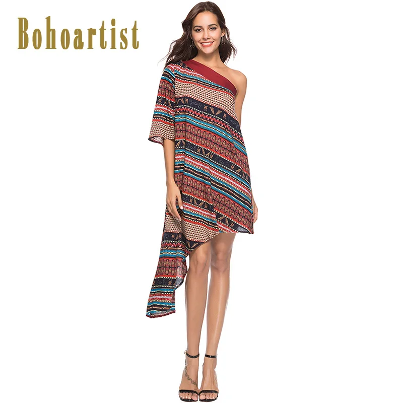 Bohoartist Summer Women One Shoulder Asymmetric Beach Dress Ethic Style Midi Dress Chic Ladies Casual Boho Floral Print Dresses
Bohoartist Summer Women One Shoulder Asymmetric Beach Dress Ethic Style Midi Dress Chic Ladies Casual Boho Floral Print Dresses