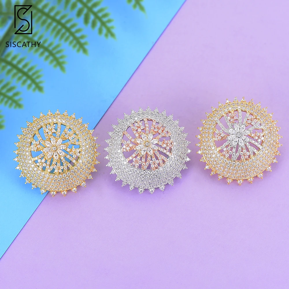 SISCATHY Trendy Women Jewelry Round Flower Shape Hollow Full Cubic Zirconia Inlaid Stud Earrings pendientes mujer moda 2019 
SISCATHY Trendy Women Jewelry Round Flower Shape Hollow Full Cubic Zirconia Inlaid Stud Earrings pendientes mujer moda 2019