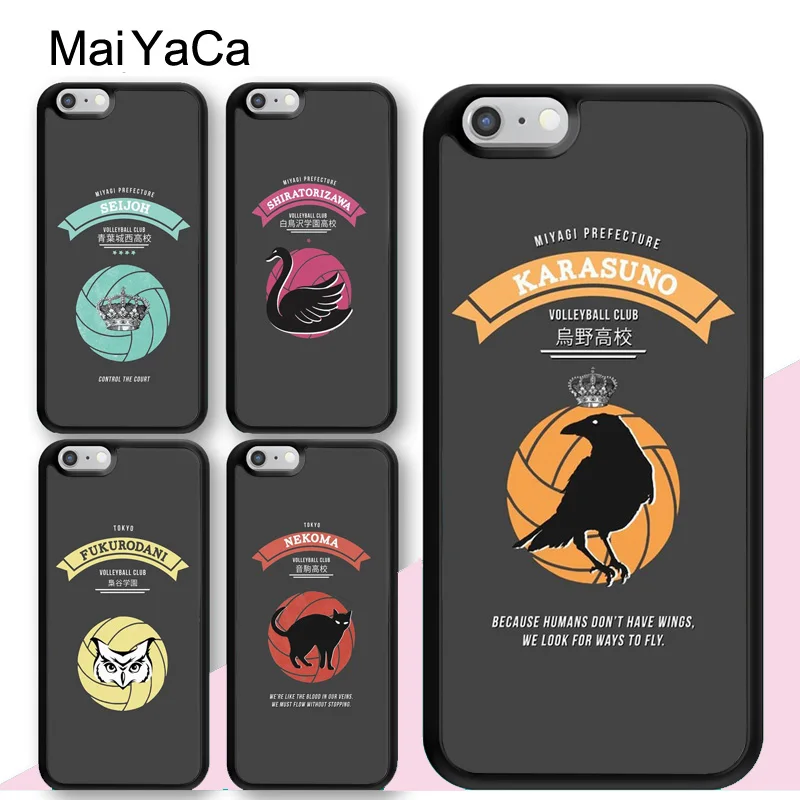 

MaiYaCa HAIKYUU!! Karasuno Nekoma Crest Pattern Soft Rubber Phone Cases For iPhone 6 6S 7 8 Plus XS Max XR 5S SE Back Cover