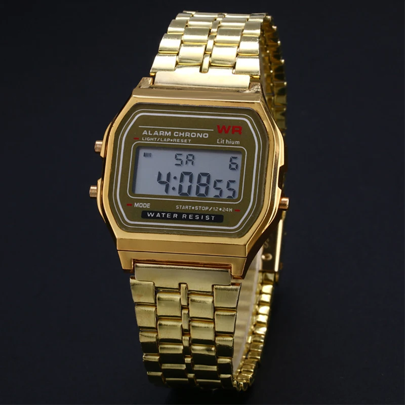 Watch Business Golden Gold Watch Coperation Vintage Womens Men Dress watch Stainless Steel Digital Alarm Stopwatch Wrist Watch
Watch Business Golden Gold Watch Coperation Vintage Womens Men Dress watch Stainless Steel Digital Alarm Stopwatch Wrist Watch