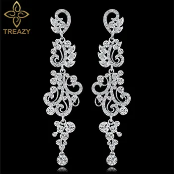 TREAZY 2019 New Silver Color Crystal Long Dangle Earrings for Women Wedding Drop Earings Bridal Brincos Fashion Jewelry Gifts
TREAZY 2019 New Silver Color Crystal Long Dangle Earrings for Women Wedding Drop Earings Bridal Brincos Fashion Jewelry Gifts