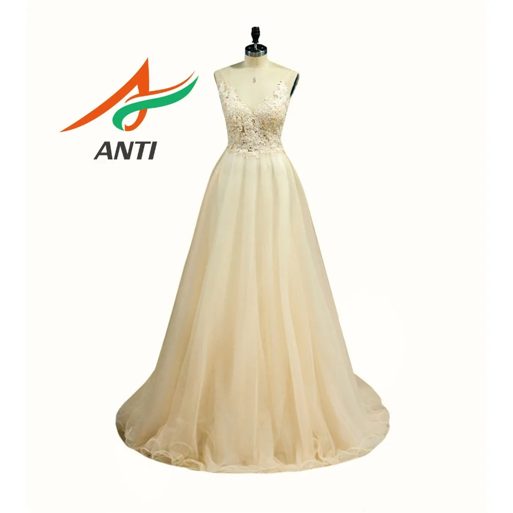 ANTI Fashion Champagne A-Line Evening Dress Long 2019 V-Neck Appliques vestido de festa longo For Wedding Party Floor-Length
ANTI Fashion Champagne A-Line Evening Dress Long 2019 V-Neck Appliques vestido de festa longo For Wedding Party Floor-Length