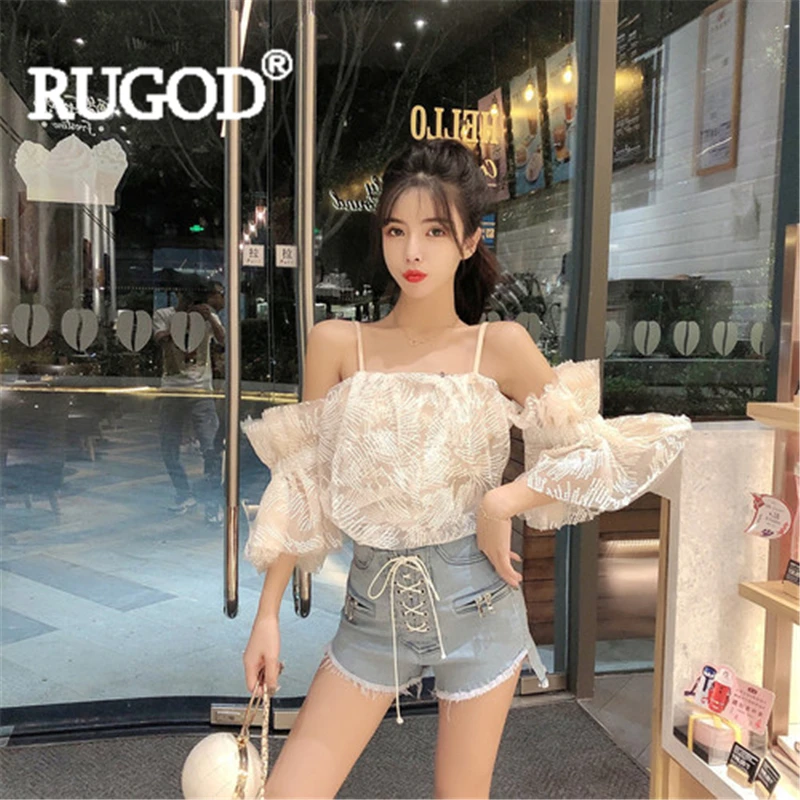 RUGOD Women blouse lace embroidery slash neck flare sleeve high waist tube shirt 2019 new fashion female sexy elegant top
RUGOD Women blouse lace embroidery slash neck flare sleeve high waist tube shirt 2019 new fashion female sexy elegant top