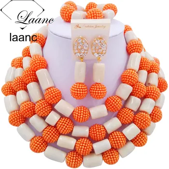 Laanc Brand White Coral and Orange Simulated Pearl Dubai Jewelry Sets Women Wedding Nigerian African Beads Necklace AL316
Laanc Brand White Coral and Orange Simulated Pearl Dubai Jewelry Sets Women Wedding Nigerian African Beads Necklace AL316