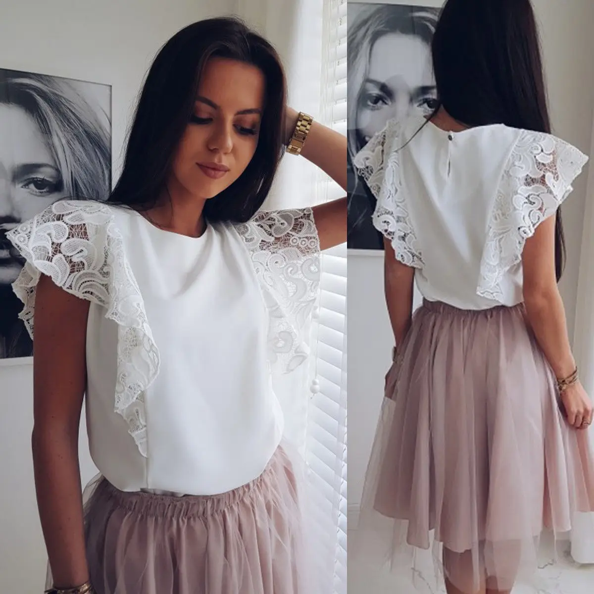 2018 New Style Women Chiffon Lace Top Casual T-Shirt Ladies Summer Casual Loose White Tops Size S M L XL
2018 New Style Women Chiffon Lace Top Casual T-Shirt Ladies Summer Casual Loose White Tops Size S M L XL