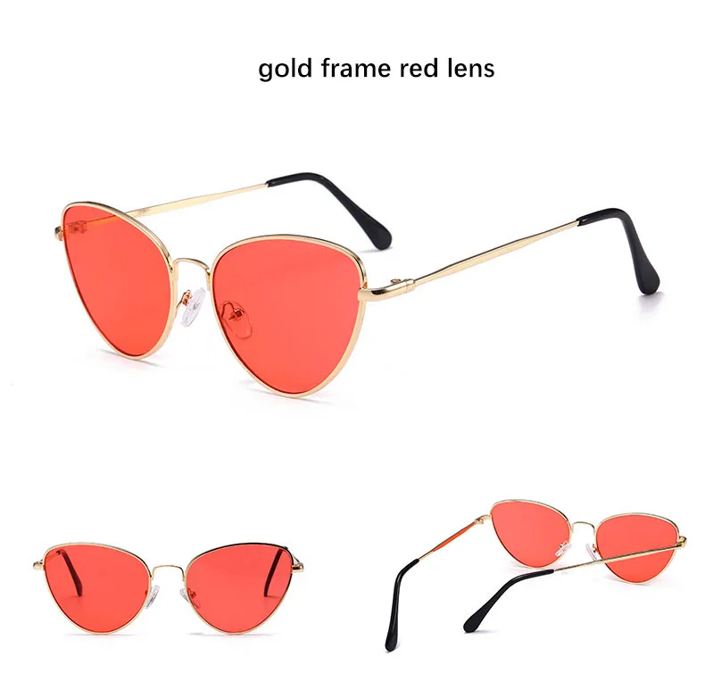 Red Sunglasses Cat Eye Transparent Clear Lens Vintage Sun Glasses For