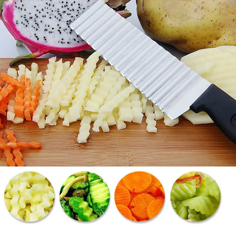 1PC Potato French FryVegetable Cutter Knives Stainless Steel Kitchen Tool Wave Knife Chopper Serrated Blade Carrot Slicer
1PC Potato French FryVegetable Cutter Knives Stainless Steel Kitchen Tool Wave Knife Chopper Serrated Blade Carrot Slicer