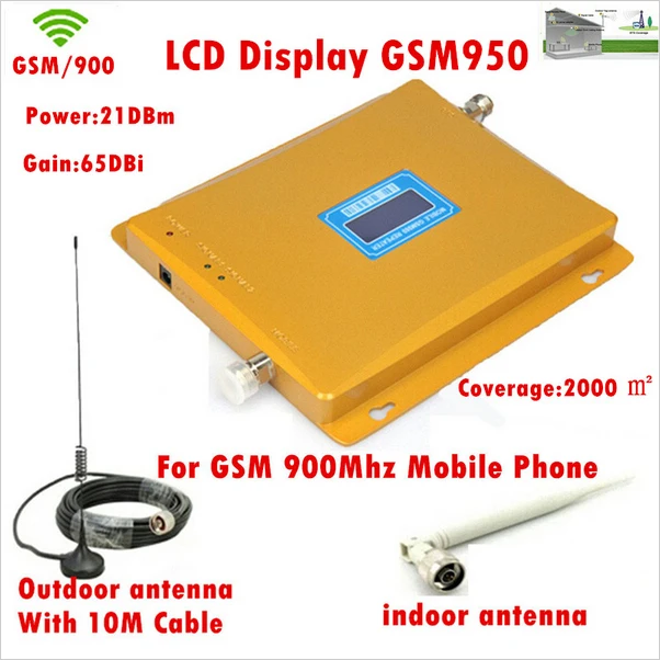

LCD Display !!!GSM 900Mhz Mobile Phone Signal Booster , GSM950 Signal Repeater , Cell Phone Amplifier With 10M Cable + Antenna
