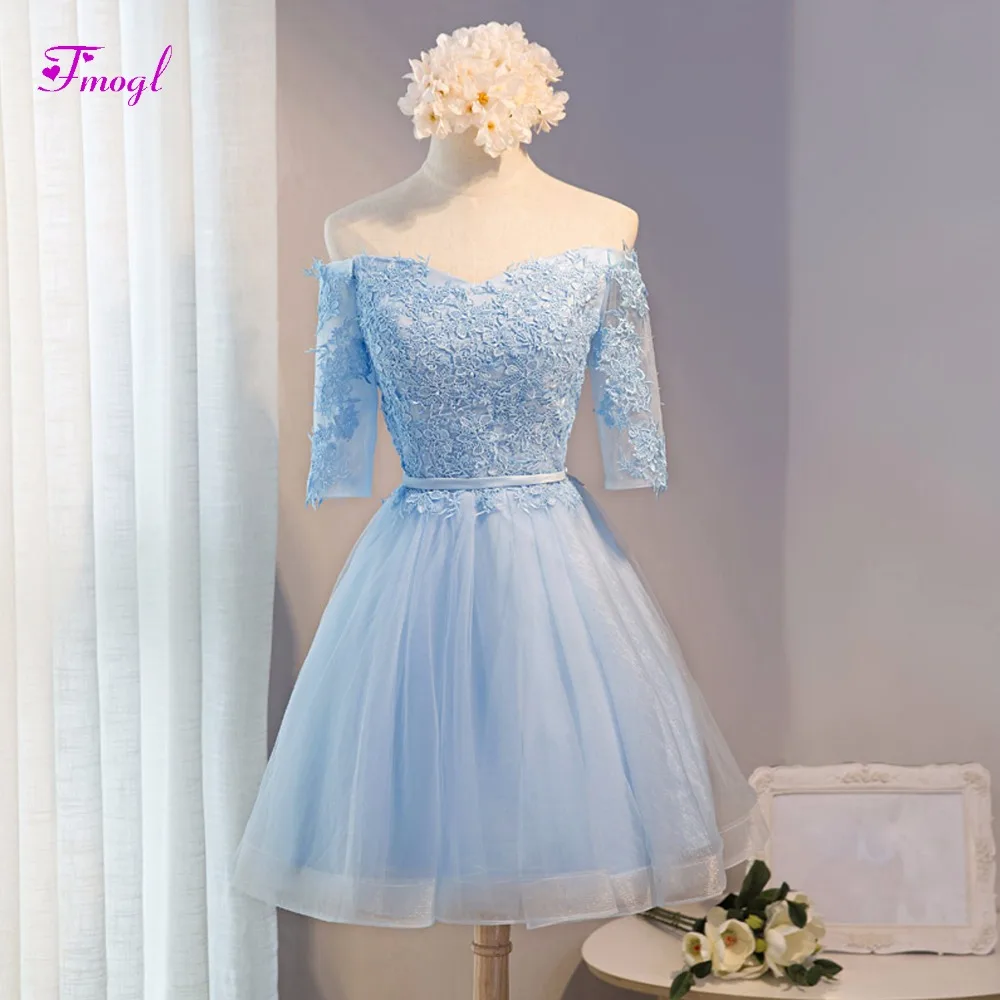 Fmogl New Design Sweetheart Appliques Half Sleeve Short Prom Dress 2019 Elegant Sashes Blue Graduation Dress Vestido de Festa
Fmogl New Design Sweetheart Appliques Half Sleeve Short Prom Dress 2019 Elegant Sashes Blue Graduation Dress Vestido de Festa
