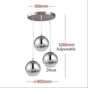 LuKLoy Modern Pendant Light Silver Glass Ball Pendant Lamp Kitchen Island Hanging Lamp Loft Bedside Suspension Lighting Fixtures (10)