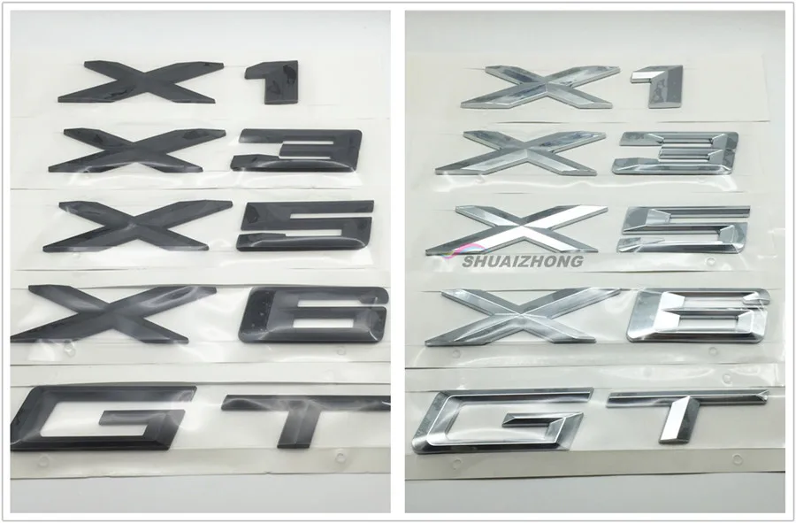 for X1 X3 X5 X6 GT High Quality 3D Chrome Discharge Capacity Refitting Badge Sticker X-series Rear Trunk Lettering Number logo
for X1 X3 X5 X6 GT High Quality 3D Chrome Discharge Capacity Refitting Badge Sticker X-series Rear Trunk Lettering Number logo