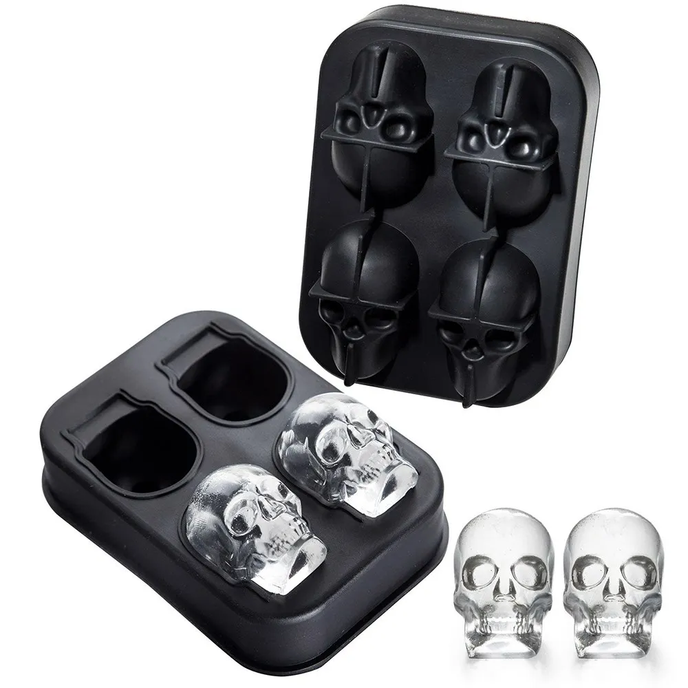 3D Skull Ice Cube Maker Solid Skeleton Icecube Mold Silicone Halloween Pudding Tray Whiskey Cocktail Cooler Ice Cream Tool (1)