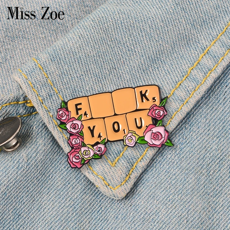 

Rose Flowers Keyboard Enamel Pins Attitude Badges Custom Brooches Bag Clothes Lapel pin Cartoon Plant Jewelry Gift for Cool Guys