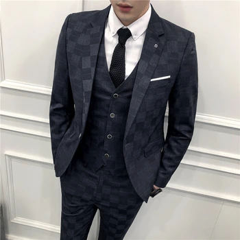 2019 Plaid Groom Men Suit Slim Fit Dress Casual Wedding Suits 3 Pieces Sets Mens Business Prom Tuxedo Suits (Jacket+Pants+Vest) 
2019 Plaid Groom Men Suit Slim Fit Dress Casual Wedding Suits 3 Pieces Sets Mens Business Prom Tuxedo Suits (Jacket+Pants+Vest)