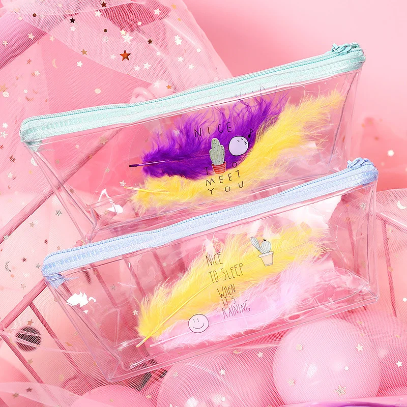 1 Pcs Kawaii Pencil Case Feather Transparent PVC Estuches School Pencil Box Pencilcase Pencil Bag School Supplies Stationery
1 Pcs Kawaii Pencil Case Feather Transparent PVC Estuches School Pencil Box Pencilcase Pencil Bag School Supplies Stationery