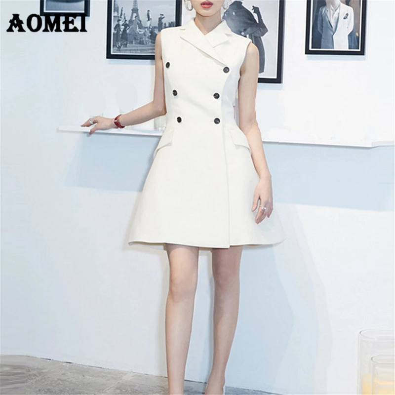 Women Summer White Dresses Vestidos Sleeveless Office Lady Work Wear Slim Sundress Double Button Sexy Workwear Dress Fall Robes
Women Summer White Dresses Vestidos Sleeveless Office Lady Work Wear Slim Sundress Double Button Sexy Workwear Dress Fall Robes