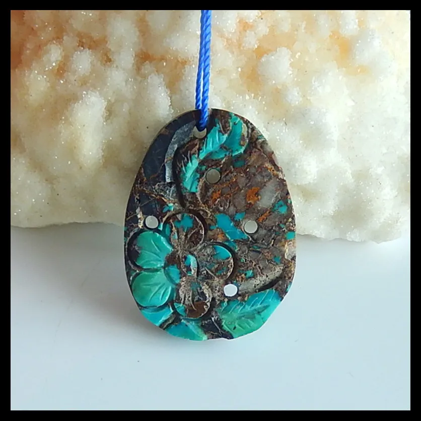 Carved flower Turquoise Gemstone pendant bead Semi-precious stones jewelry accessories 35X26X4mm,7.11g
Carved flower Turquoise Gemstone pendant bead Semi-precious stones jewelry accessories 35X26X4mm,7.11g