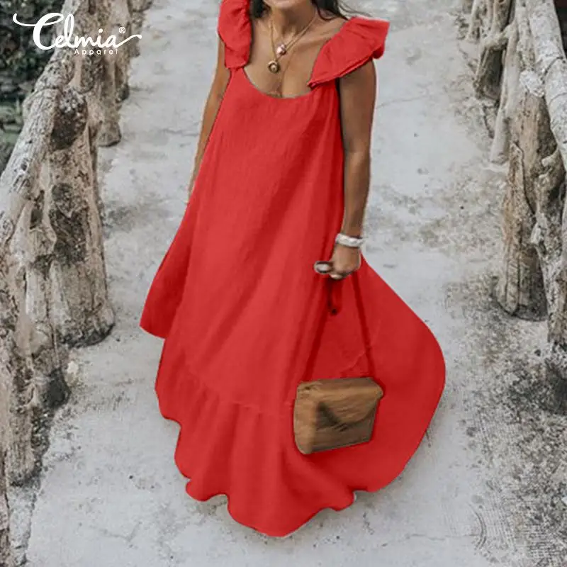 Women Summer Long Dress 2019 Celmia Ruffled Sundress Short Sleeve Casual Loose Solid Sexy Vestidos Pleated Party Robe Plus Size
Women Summer Long Dress 2019 Celmia Ruffled Sundress Short Sleeve Casual Loose Solid Sexy Vestidos Pleated Party Robe Plus Size