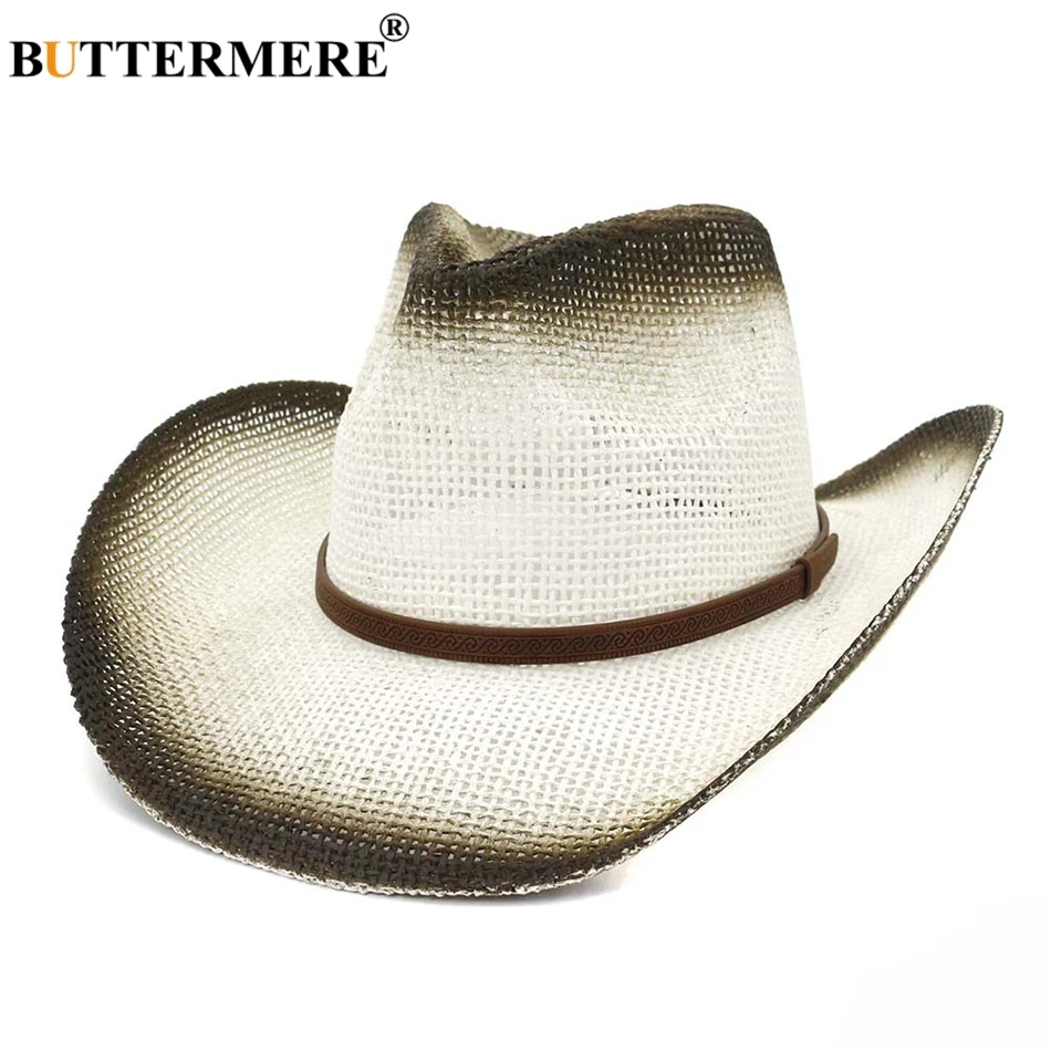 BUTTERMERE Sun Hat Cowboy Men Retro White Summer Straw Hat With Belt Male Vintage Brand Western Jazz Cap Wide Brim Hats And Caps
BUTTERMERE Sun Hat Cowboy Men Retro White Summer Straw Hat With Belt Male Vintage Brand Western Jazz Cap Wide Brim Hats And Caps
