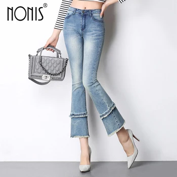 Nonis High Waist women 2017 summer flare pants ankle length plus size female denim small horn Slim Sexy jeans trousers pant
Nonis High Waist women 2017 summer flare pants ankle length plus size female denim small horn Slim Sexy jeans trousers pant