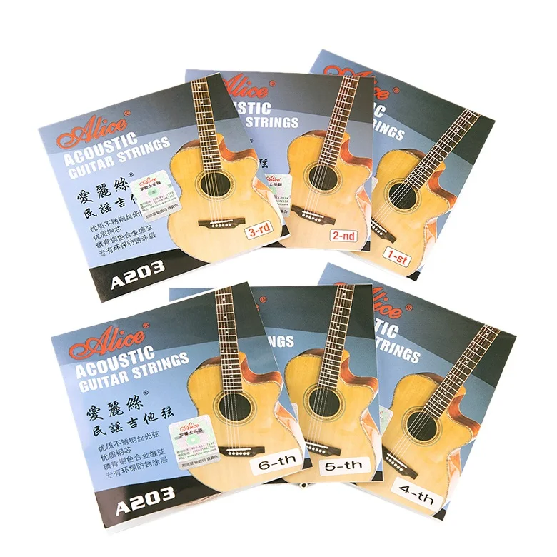 10pcs/lot Alice A203 1st 2nd 3th 4th 5th 6th Acoustic Guitar Strings Super Light Individual Packing Proprietary Antirust Coat
10pcs/lot Alice A203 1st 2nd 3th 4th 5th 6th Acoustic Guitar Strings Super Light Individual Packing Proprietary Antirust Coat