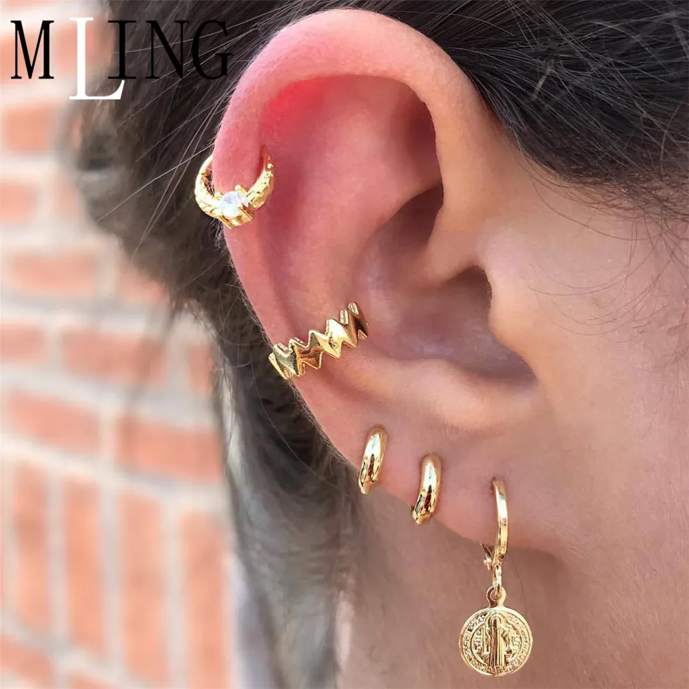 MLING 5 Pcs/Set Fashion Gold Crystal Stud Earring Vintage Moon Coin Circle Stud Earrings For Women
MLING 5 Pcs/Set Fashion Gold Crystal Stud Earring Vintage Moon Coin Circle Stud Earrings For Women