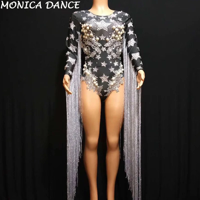 Women Sexy Gray Tassel Crystals Stars Bodysuit Nightclub Party Female Singer Costume Celebrate Stage Dance Fringes Leotard
Women Sexy Gray Tassel Crystals Stars Bodysuit Nightclub Party Female Singer Costume Celebrate Stage Dance Fringes Leotard