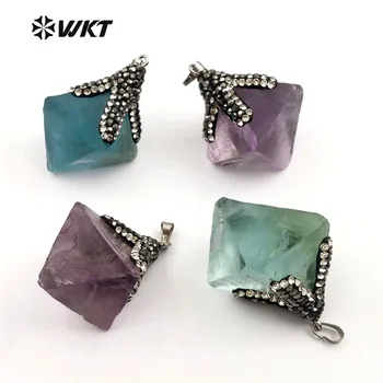 NP363 WKT Beatuiful Natural Rainbow Fluorite Stone With Rhinestone Paved In Top High Quality Pendant For Women Necklace Making
NP363 WKT Beatuiful Natural Rainbow Fluorite Stone With Rhinestone Paved In Top High Quality Pendant For Women Necklace Making