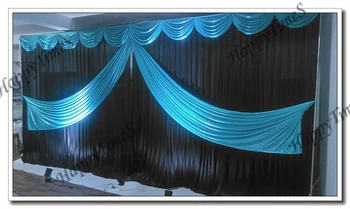 3*6m Wedding Background Decoration Black Curtain Backdrop With Tiffany Blue Swags And Matched Stainless Steel Stand
3*6m Wedding Background Decoration Black Curtain Backdrop With Tiffany Blue Swags And Matched Stainless Steel Stand