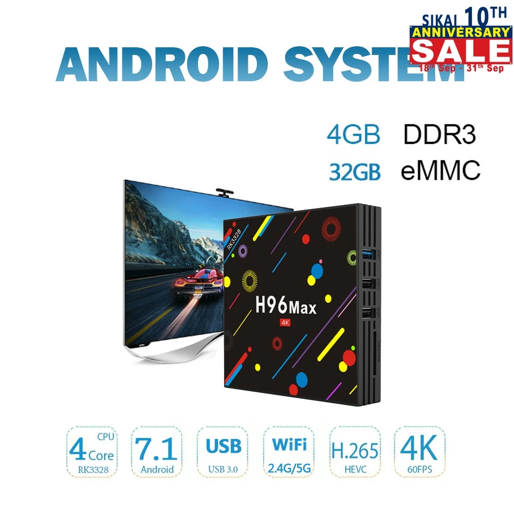 H96 2018 New MAX H2 Android 7.1 Smart TV box Rockchip RK3328 Quad-core 4GB 32GB Set Top Box IPTV Media Player Ultimate Version 
H96 2018 New MAX H2 Android 7.1 Smart TV box Rockchip RK3328 Quad-core 4GB 32GB Set Top Box IPTV Media Player Ultimate Version