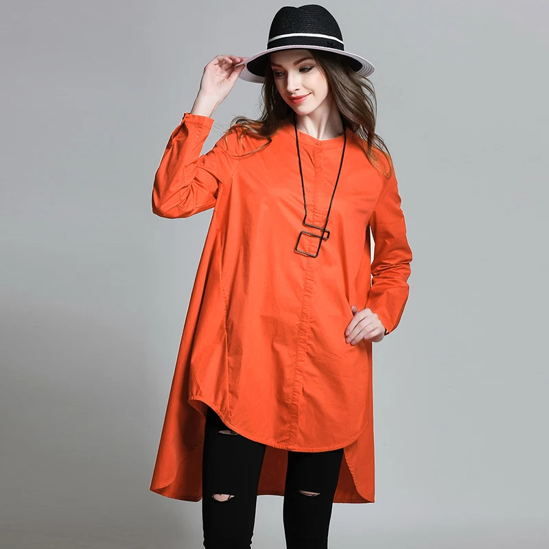 2019 fashion design women's A-line big size loose blouse full sleeves asymmetrical plus size 4XL female casual long shirt orange
2019 fashion design women's A-line big size loose blouse full sleeves asymmetrical plus size 4XL female casual long shirt orange