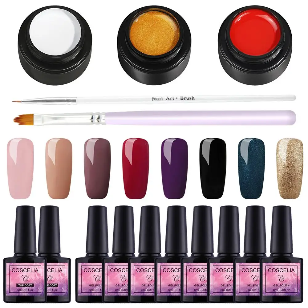 COSCELIA Nail Gel Polish Set Semi Permanent Varnish Soak Off UV Gel Nail Polish Kit For Nail Gellack Top Base Coat Manicure Set
COSCELIA Nail Gel Polish Set Semi Permanent Varnish Soak Off UV Gel Nail Polish Kit For Nail Gellack Top Base Coat Manicure Set