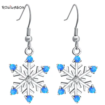 ROLILASON Snowflake designer for ladies blue fire opal friendship gift silver earring fashion jewelry OE704
ROLILASON Snowflake designer for ladies blue fire opal friendship gift silver earring fashion jewelry OE704