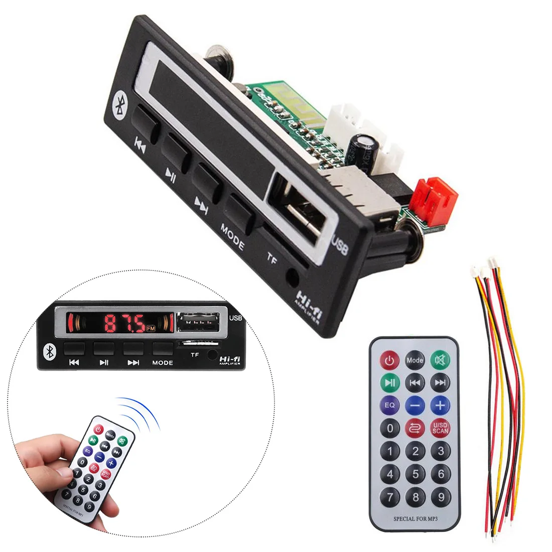 Marsnaska Car accessories Bluetooth5.0 MP3/WMA/WAV/APE Decoder Board 5V 12V Wireless Audio Module Color Screen USB FM Radio
Marsnaska Car accessories Bluetooth5.0 MP3/WMA/WAV/APE Decoder Board 5V 12V Wireless Audio Module Color Screen USB FM Radio