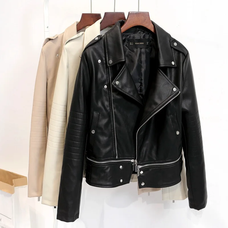 Image New2016 fashion Autumn and Winter Faux Leather jacket women short design slim motorcycle PU jacket coat