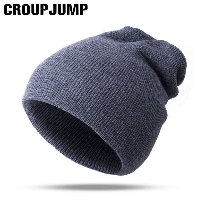 HYID Winter Hats for Mens Beanies Knitted Wool Solid Color Bone Double Layer Gorro Keep Warm Autumn hat Men caps