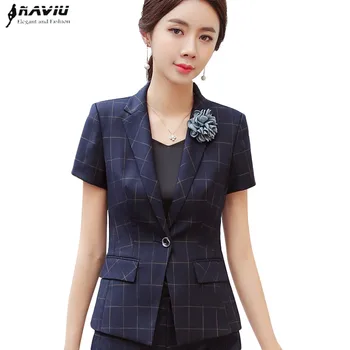 Fashion Plaid Blazer Women Summer New Short Sleeve Temperament Slim Jacket Office Ladies Business Interview Coat
Fashion Plaid Blazer Women Summer New Short Sleeve Temperament Slim Jacket Office Ladies Business Interview Coat