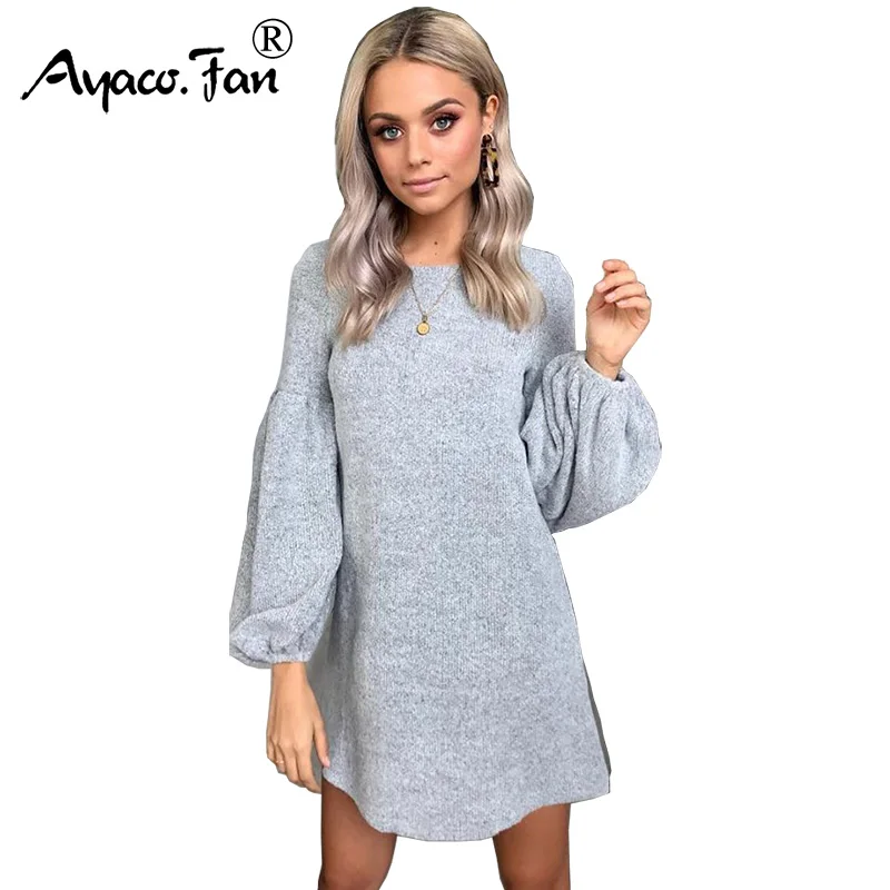 Autumn New Women Dress 2019 Vintage Lantern Sleeve Loose Shirt Mini Dress Fashion Solid Knitting Dress Vestidos Womens Clothing
Autumn New Women Dress 2019 Vintage Lantern Sleeve Loose Shirt Mini Dress Fashion Solid Knitting Dress Vestidos Womens Clothing