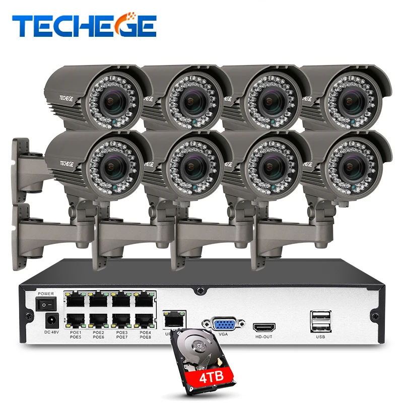 Techege H.265 8CH PoE NVR 8pcs 2.8-12mm Maunal lens 4.0MP IP Camera POE System P2P Cloud cctv System Support PC Mobile View
Techege H.265 8CH PoE NVR 8pcs 2.8-12mm Maunal lens 4.0MP IP Camera POE System P2P Cloud cctv System Support PC Mobile View