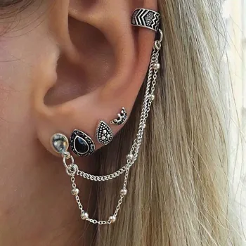Vintage Set Earrings Bohemian Retro Style Four-piece Crown Water Droplets Chain Fashion Earrings For Women Oorbellen
Vintage Set Earrings Bohemian Retro Style Four-piece Crown Water Droplets Chain Fashion Earrings For Women Oorbellen