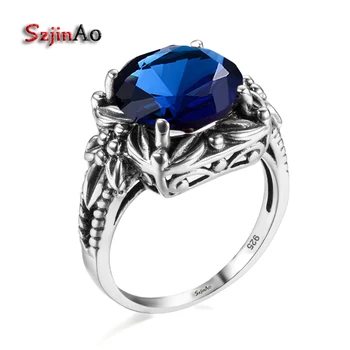Szjinao Exquisite Decorative Pattern Romantic Lover Dark Blue Stone Sapphire Ring Adorn Article Antique 925 Sterling Silver Ring
Szjinao Exquisite Decorative Pattern Romantic Lover Dark Blue Stone Sapphire Ring Adorn Article Antique 925 Sterling Silver Ring
