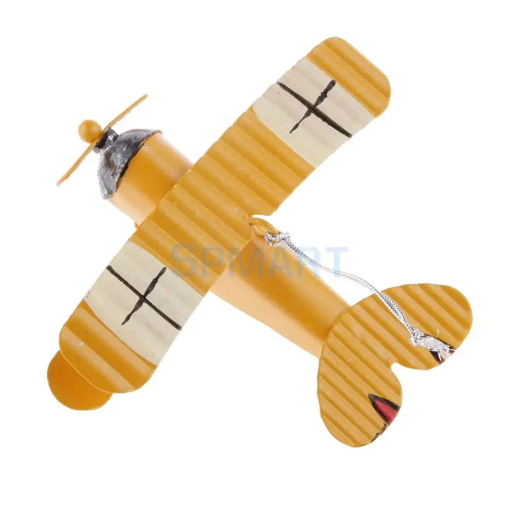 Collectible Metal Aircraft Model Biplane Plane Toy String Hanging Decoration
