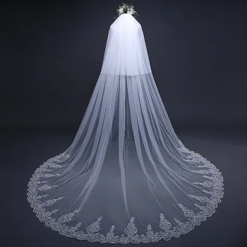 3/3.8m Ivory Cathedral Wedding Veils Two Tiered Lace Bridal Veil with Comb Delicate Sequined Flower Lace Wedding Party Supplies 
3/3.8m Ivory Cathedral Wedding Veils Two Tiered Lace Bridal Veil with Comb Delicate Sequined Flower Lace Wedding Party Supplies