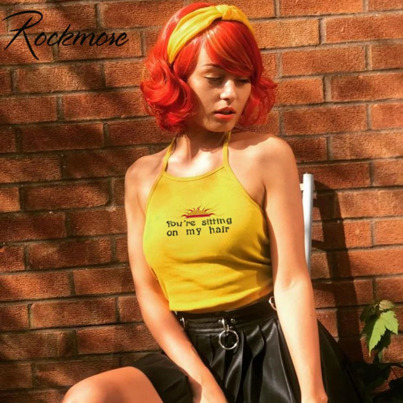 Rockmore Backless Halter Harajuku Porno Tank Top Embroidery Inscription off shoulder Women Halterneck Sleeveless Crop Tops Woman
Rockmore Backless Halter Harajuku Porno Tank Top Embroidery Inscription off shoulder Women Halterneck Sleeveless Crop Tops Woman