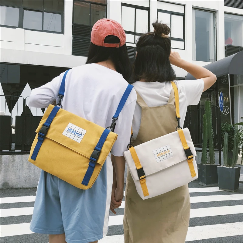 Menghuo Top Quality Women Canvas Backpack Bookbag Female Dual Purpose Shoulder Bag Daily Travel Backpacks Crossbody Bags Mochila (22)