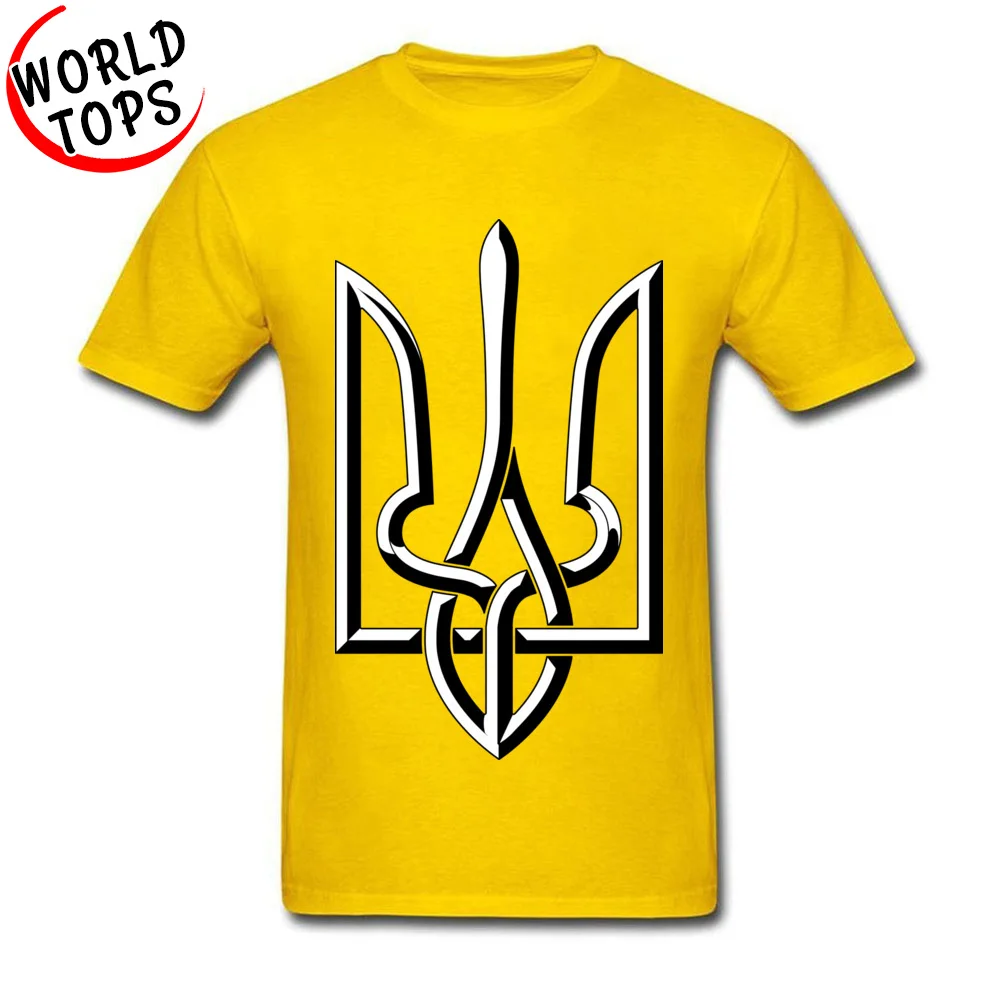 T Shirt Slim Fit T Shirt Summer Fall Hip Hop Casual Short Sleeve 100% Cotton O-Neck Men's T Shirt Casual Drop Shipping Woven Ukrainian trident in black and white yellow