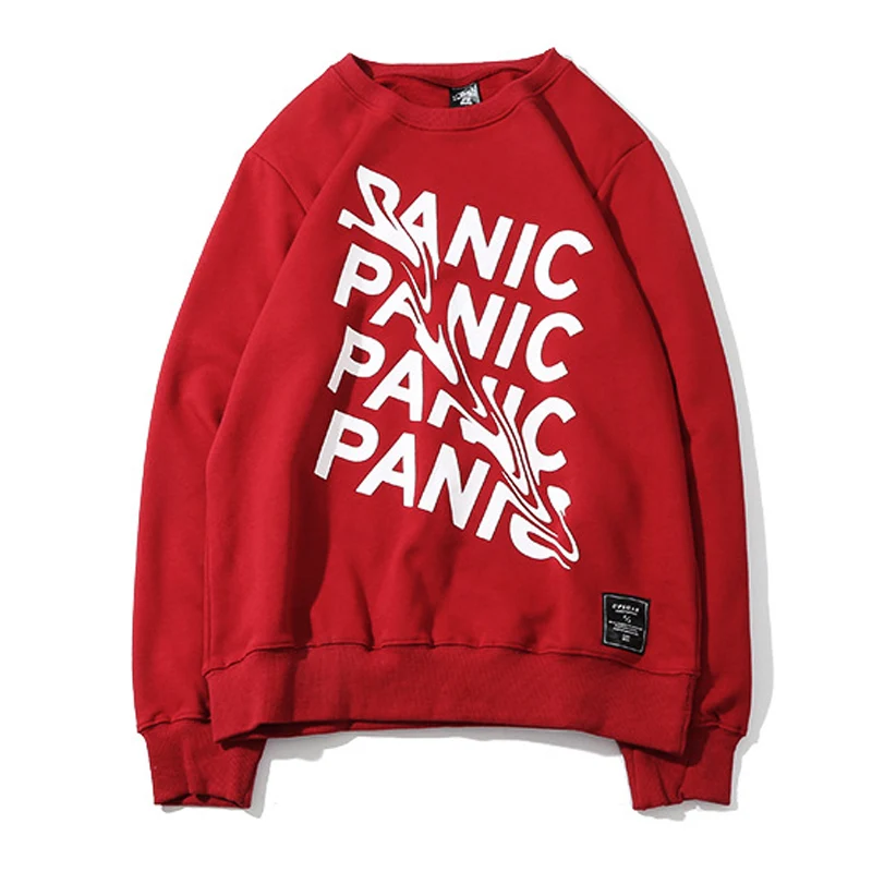 April MOMO 2019 Men Plain Sweatshirts Streetwear Panic Letter Print Hip Hop Pullover Sweatshirt Hoodie Cotton Sweatshirt No Hood
April MOMO 2019 Men Plain Sweatshirts Streetwear Panic Letter Print Hip Hop Pullover Sweatshirt Hoodie Cotton Sweatshirt No Hood
