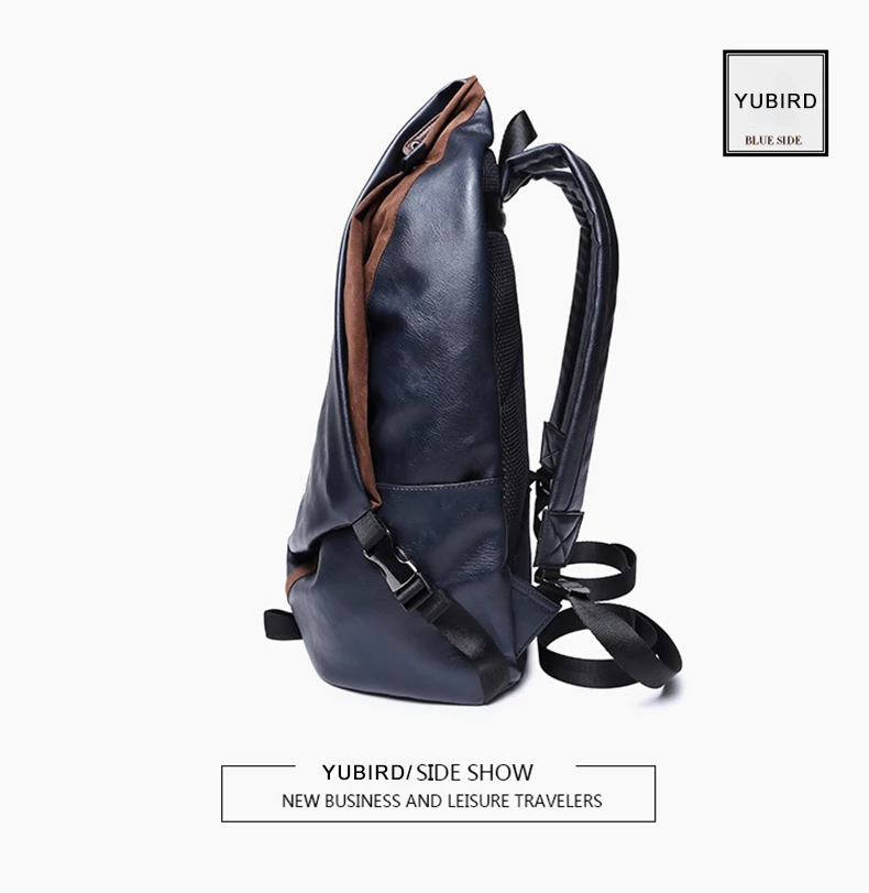 2017 Fashion Men Backpack PU Leather Backpack Male Laptop Backpack Leather Bag Black Teenager School Mochila Travel Backpack 11